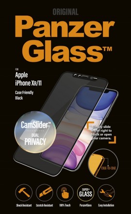 Стекло защитное PanzerGlass iPhone 11 CamSlider Privacy черная рамка