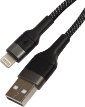 Дата-кабель UNBROKE Mane USB-Lightning 1,2 метра до 3A нейлоновая оплетка Черно-серый