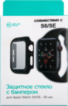 Стекло защитное RedLine Apple Watch Series 6, Series 5, Series 4, SE 40 мм c бампером Black