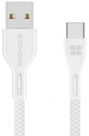 Дата-кабель Promate Type-C с защитой от излома White