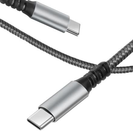 Дата-кабель Akai CE-474GR Type-C - Type-C текстильная оплетка Серый