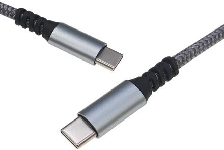 Дата-кабель Akai CE-474GR Type-C - Type-C текстильная оплетка Серый