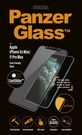 Стекло защитное PanzerGlass iPhone 11 Pro Max CamSlider черная рамка