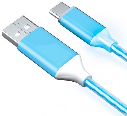Дата-кабель Akai CE-461BL LED USB-Type-C 1м Blue