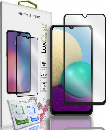 Стекло защитное LuxCase Samsung Galaxy A02/A02s/A12/M12 черная рамка