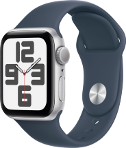 Часы Apple Watch SE 2023 GPS 40мм корпус из алюминия Серебро + ремешок Sport Band Грозовой синий (new)