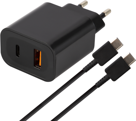 СЗУ RedLine NQC-13 USB-A-USB-C 3A + дата-кабель Type-C-Type-C PD 18W Черное