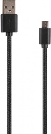 Дата-кабель RedLine microUSB 2A 0,5м нейлоновая оплетка Black