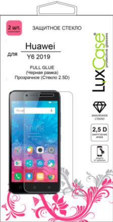 Стекло защитное LuxCase Huawei Y6 2019 2.5D FG черная рамка 2 шт