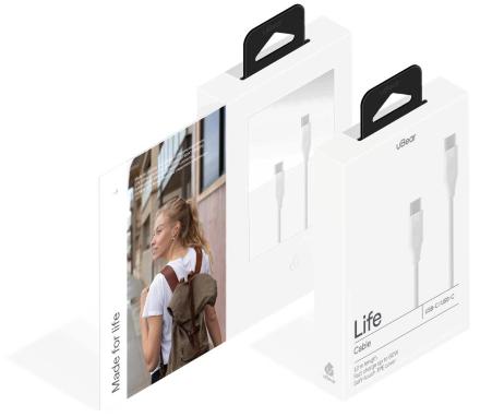 Дата-кабель uBear Life USB-C-USB-C 60W 1.2 м Белый
