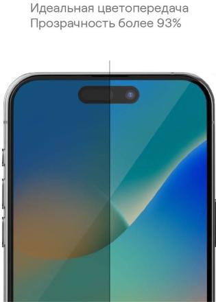 Стекло защитное uBear Extreme Nano Shield для iPhone 15 Plus алюмосиликатное Черная рамка