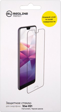 Стекло защитное RedLine Vivo V21 черная рамка