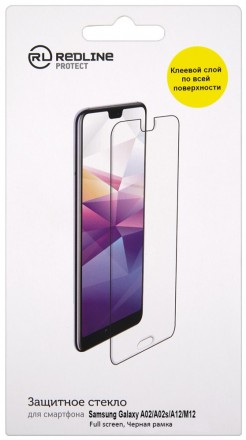 Стекло защитное RedLine Samsung Galaxy A02/A02s/A12/M12 черная рамка