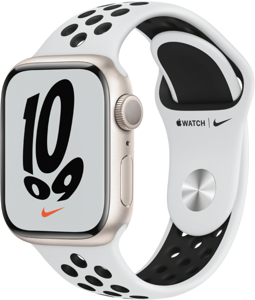 Часы Apple Watch Nike Series 7 GPS 41мм корпус из алюминия Сияющая звезда + ремешок Серый (MKN33RU/A) Часы Apple Watch Nike Series 7 GPS 41мм корпус из алюминия Сияющая звезда + ремешок Серый (MKN33RU/A)