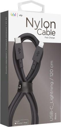 Дата-кабель VLP Nylon Cable USB-С-Lightning MFI 1,2 м Черный