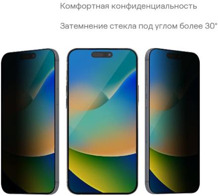 Стекло защитное uBear Extreme Nano Shield Privacy для iPhone 15 Plus алюмосиликатное Черная рамка