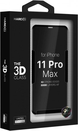 Стекло защитное Hardiz The 3D Glass iPhone 11 Pro Max черная рамка