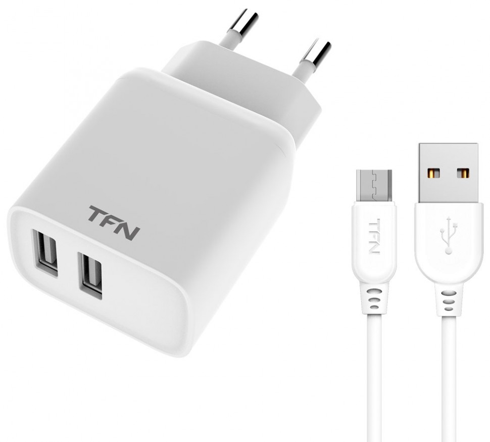СЗУ TFN 2USB Rapid+кабель MicroUSB 2.4А White СЗУ TFN 2USB Rapid+кабель MicroUSB 2.4А White
