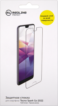 Стекло защитное RedLine Tecno Spark Go 2022 черная рамка