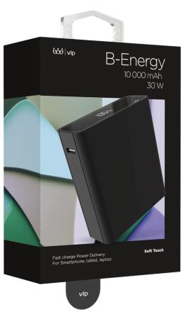 Внешний аккумулятор VLP B-Energy 10000 mAh 30 W USB-C+USB-A Черный