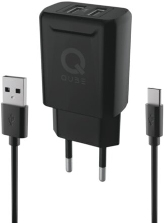 СЗУ QUB 2USB QWCTYPEC24BLK+кабель Type-C 2.4А Black