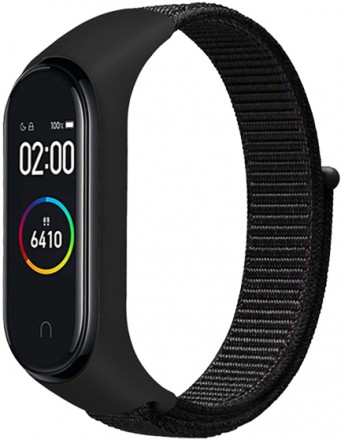 Ремешок для фитнес-трекера DF Xiaomi Mi Band 5 нейлоновый Black (xiNylonBand-01)
