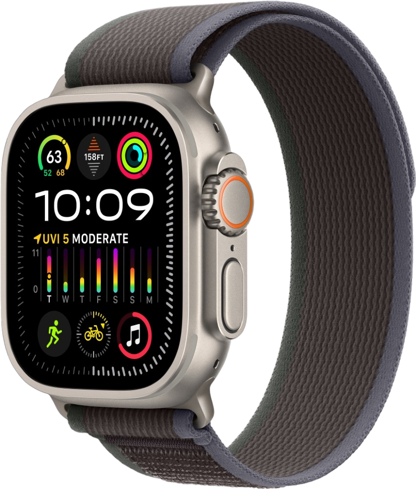 Часы Apple Watch Ultra 2 GPS 49мм корпус из титана + ремешок trail loop Синий/Черный Часы Apple Watch Ultra 2 GPS 49мм корпус из титана + ремешок trail loop Синий/Черный