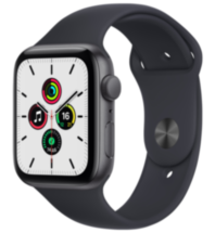 Часы Apple Watch SE GPS 44мм корпус из алюминия серый космос + ремешок черный (MKQ63RU/A)