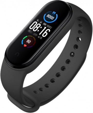 Ремешок для фитнес-трекера DF Xiaomi Mi Band 5 силиконовый Black (xiClassicBand-04)