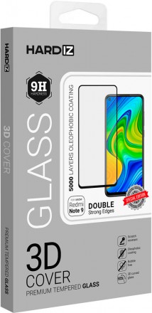 Стекло защитное Hardiz Xiaomi Redmi Note 9 3D черная рамка