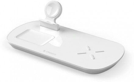 Беспроводное мультизарядное устройство Deppa 3 в 1: iPhone, Apple Watch, Airpods, 17,5 Вт White (24010)