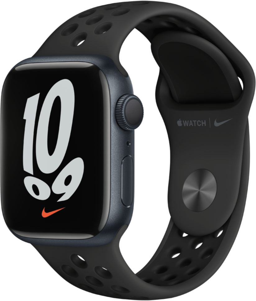Часы Apple Watch Nike Series 7 GPS 41мм корпус из алюминия Темная ночь + ремешок Черный (MKN43RU/A) Часы Apple Watch Nike Series 7 GPS 41мм корпус из алюминия Темная ночь + ремешок Черный (MKN43RU/A)