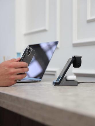 Беспроводное зарядное устройство Rocket Stand 3 in 1 30W Черное