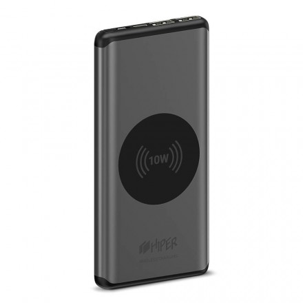 Внешний аккумулятор HIPER nano X 10000 mAh с беспроводной зарядкой QC 3.0 Grey