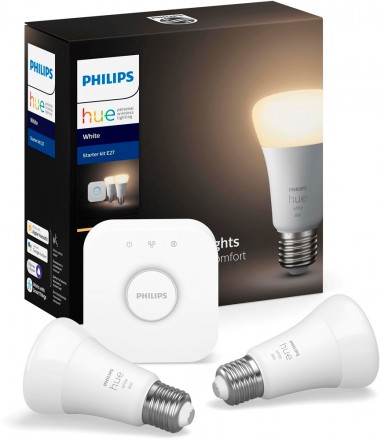 Набор Philips Hue 9W A60 E27 2set RUS из 2 белых ламп и блока управления