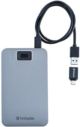 Внешний жесткий диск Verbatim EXECUTIVE FINGERPRINT SECURE HDD USB 3.2 GEN 1 USB-C 2TB Серый