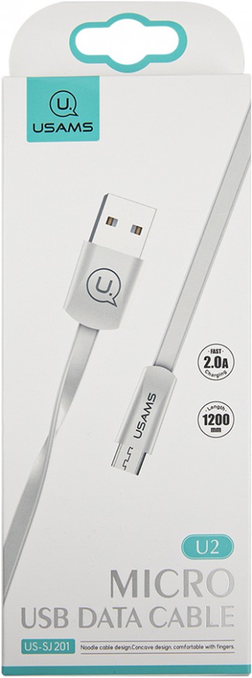 Дата-кабель USAMS U2 microUSB 1.5A плоский White Дата-кабель USAMS U2 microUSB 1.5A плоский White