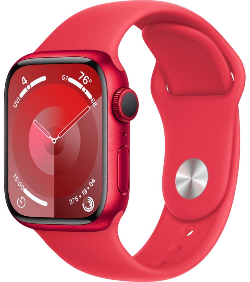 Часы Apple Watch Series 9 GPS 41мм корпус из алюминия Красные + ремешок Sport Band Красный Часы Apple Watch Series 9 GPS 41мм корпус из алюминия Красные + ремешок Sport Band Красный
