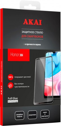 Стекло защитное Akai Honor 30i черная рамка
