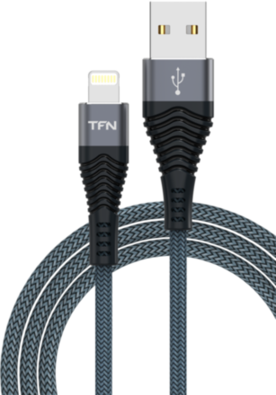 Дата-кабель TFN USB-A-Lightning оплетка текстиль Grey (CFZLIGUSB1MGR)