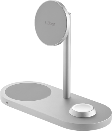 Беспроводное зарядное устройство uBear Stage Pro 3 in 1 Серебряное