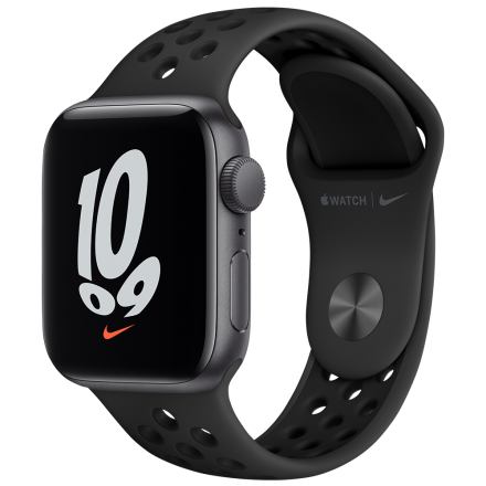 Часы Apple Watch Nike SE GPS 40мм корпус из алюминия серый космос + ремешок черный (MKQ33RU/A)