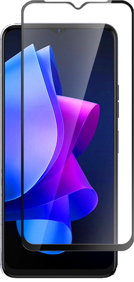 Стекло защитное для Tecno Spark 10C Черная рамка