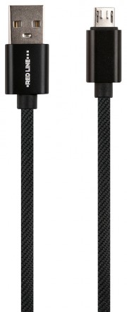 Дата-кабель RedLine microUSB 2.4А Black + мягкий футляр Black