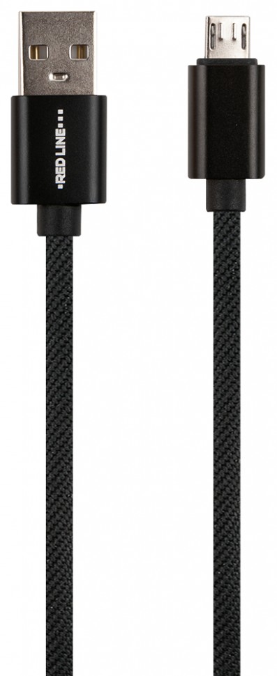 Дата-кабель RedLine microUSB 2.4А Black + мягкий футляр Black