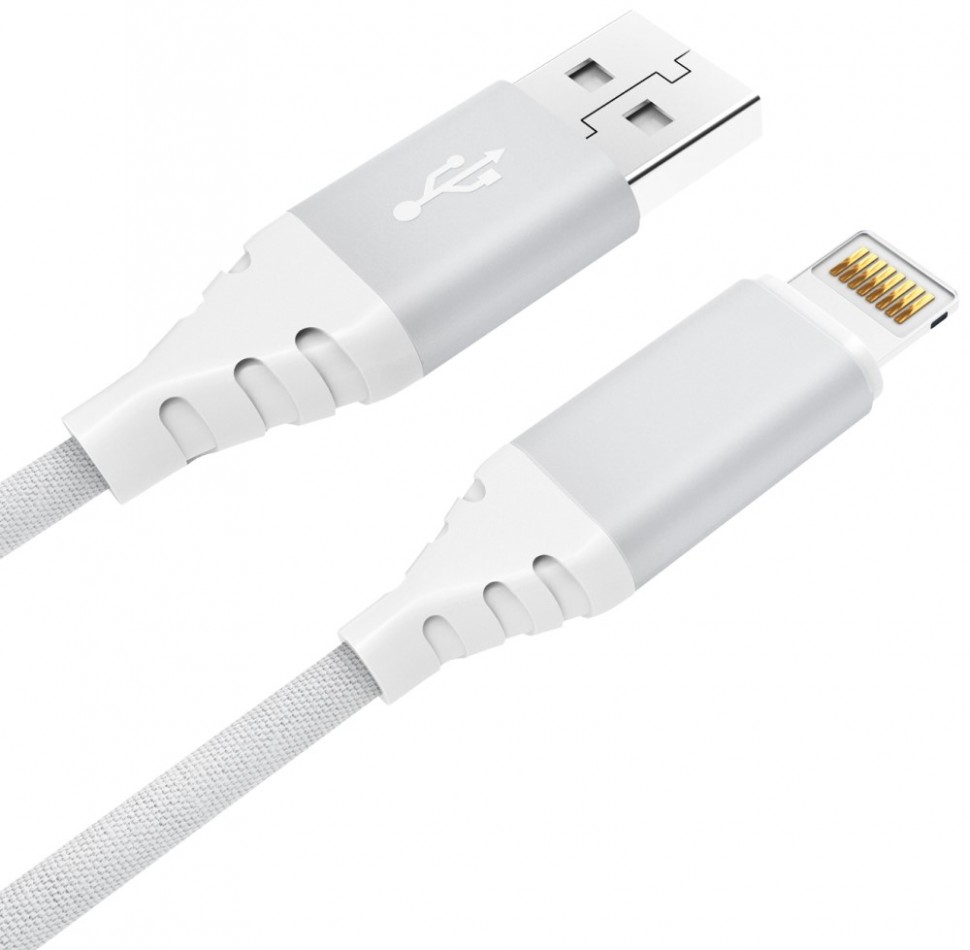 Дата-кабель Akai CE-610 USB-A-Lightning оплетка текстиль White Дата-кабель Akai CE-610 USB-A-Lightning оплетка текстиль White