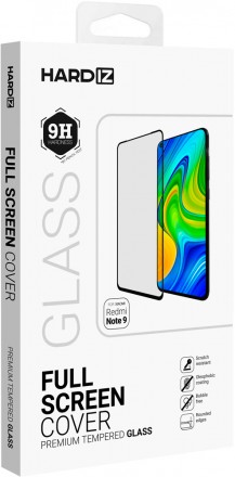 Стекло защитное Hardiz Xiaomi Redmi Note 9 черная рамка