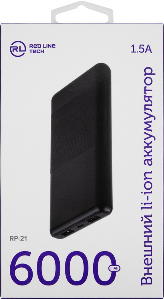 Внешний аккумулятор RedLine RP-21 6000mAh Black Внешний аккумулятор RedLine RP-21 6000mAh Black