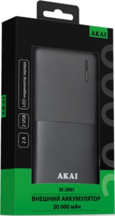 Внешний аккумулятор Akai BE-20001 20000mAh Black