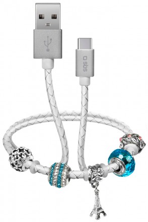 Дата-кабель SBS Type-C с украшениями White